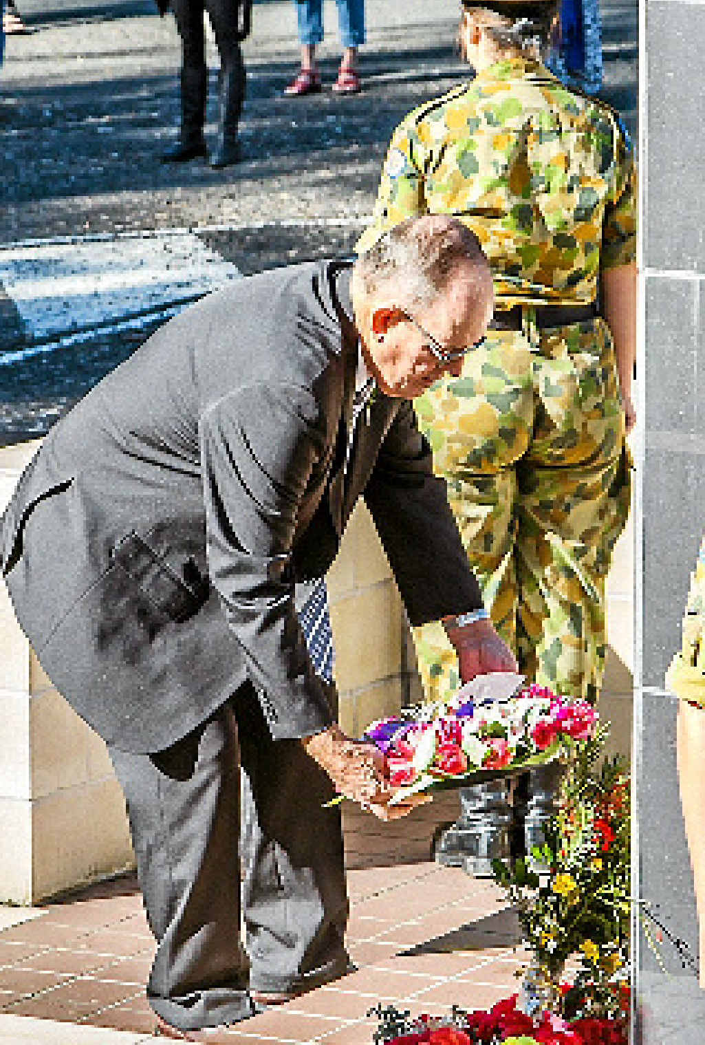 TRIBUTE: Gympie regional councillor Ian Petersen lays a wreath during Anzac Day commemorations in Widgee last weekend. TRIBUTE: Gympie regional councillor Ian Petersen lays a wreath during Anzac Day commemorations in Widgee last weekend.